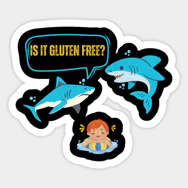 Is This Gluten Free Vintage Shark Funny Gluten Intolerance Celiac Disease Tummy Problems Celiac Awareness Sticker by aesthetice1